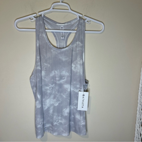 Athleta Tops - Athleta Cloudy Gray and White Tank Top